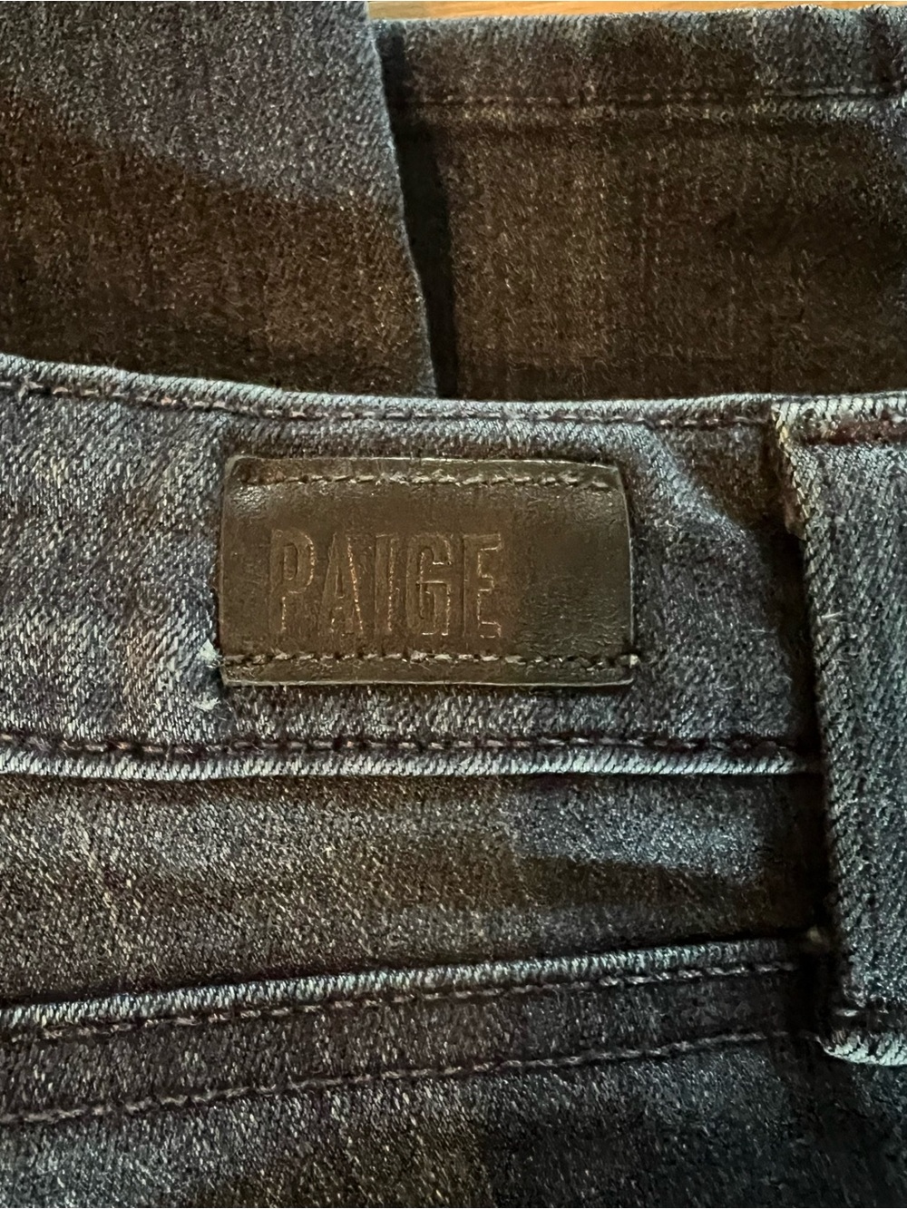PAIGE Black Wash Skinny Jeans Waistband Detail